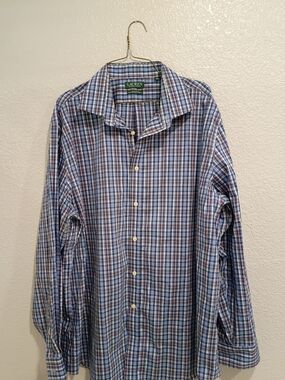 Lauren Ralph Lauren Blue Plaid Men's Button-Down Shirt 18 34/35 2XL